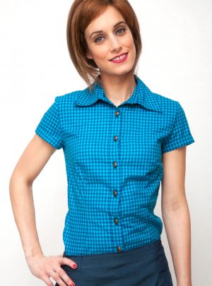 Camisa manga corta cuadros azul South Beach