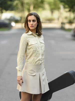 Falda beige con canesú y tablón City of Angels