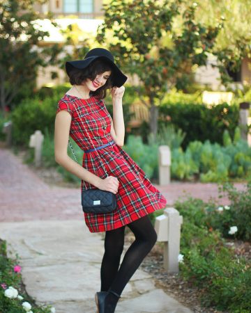 Vestido skater cuadros escoceses rojo