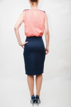 Falda tubo blusa seda Conjunto-Daytona-espalda