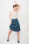 Conjunto falda vuelo natural blusa gasa estampada-Palm-Springs