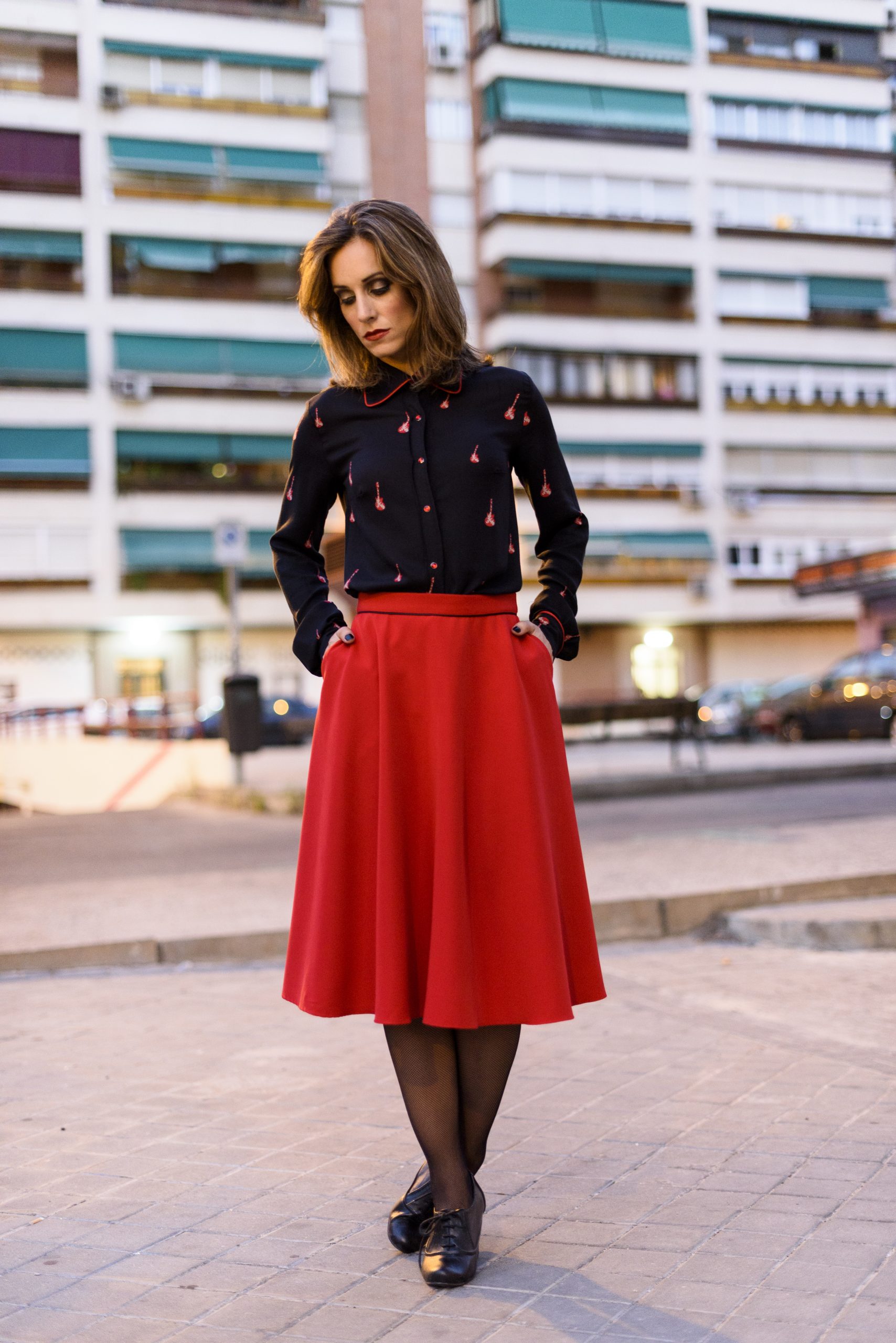 Falda vuelo roja A-Line Dresses2Kill