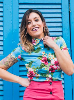 Camisa hawaiana mujer azul Dresses2Kill SS2018