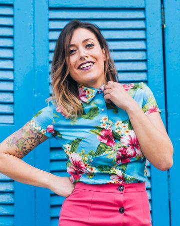 Camisa hawaiana mujer azul Dresses2Kill SS2018