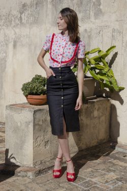 falda vaquera midi botones