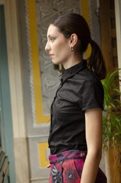 camisa negra bordada fancy